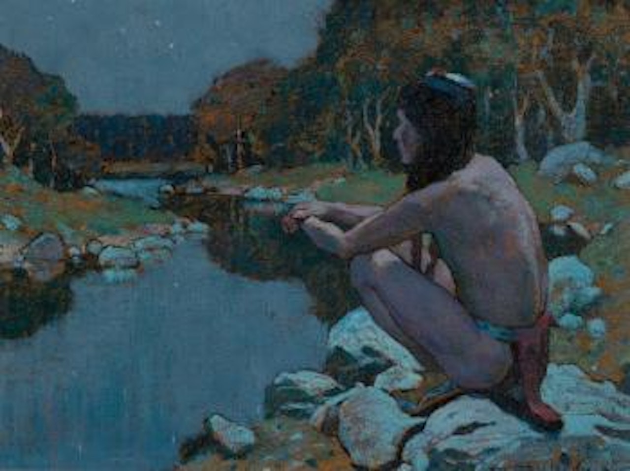 Indian by Stream by E. Irving Couse