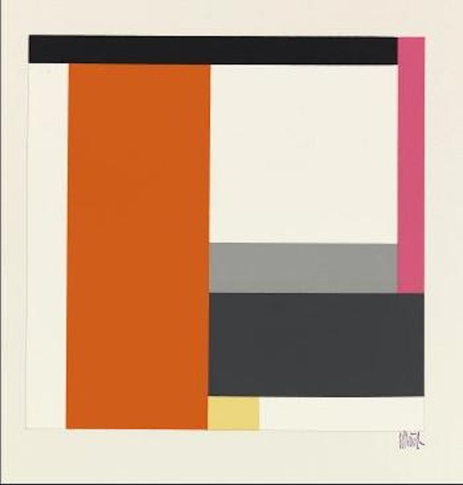 Komposition mit rotem Balken by Walter Dexel