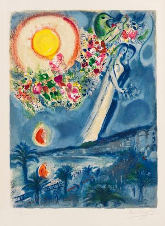 Verlobte im Himmel von Nizza by Marc Chagall by Charles Sorlier