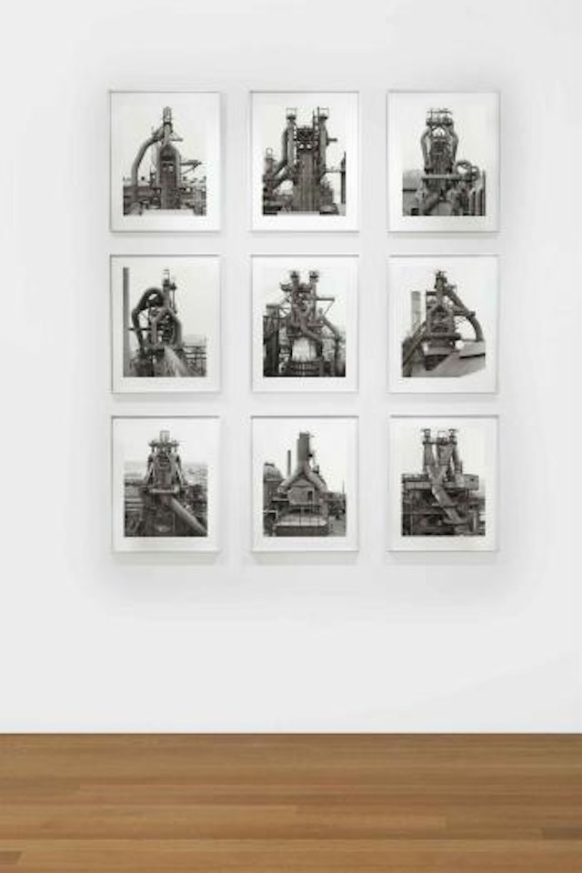 Blast furnaces, frontal views by Bernd & Hilla Becher