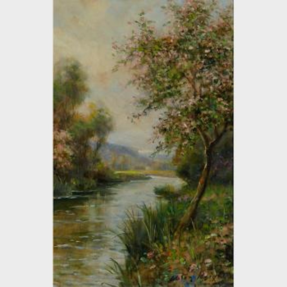 Trees in blossom (A Souvenier from Normandy) by Louis Aston Knight