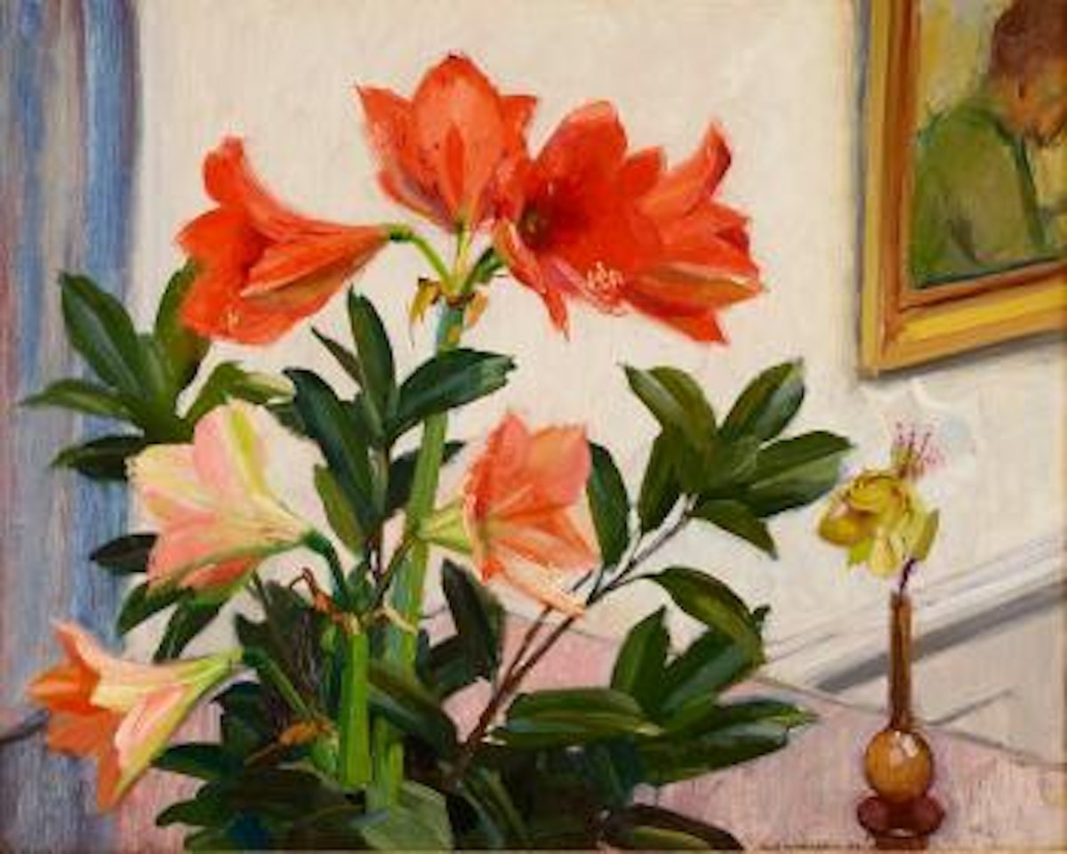 Stilleben med amaryllis by Olle Hjortzberg