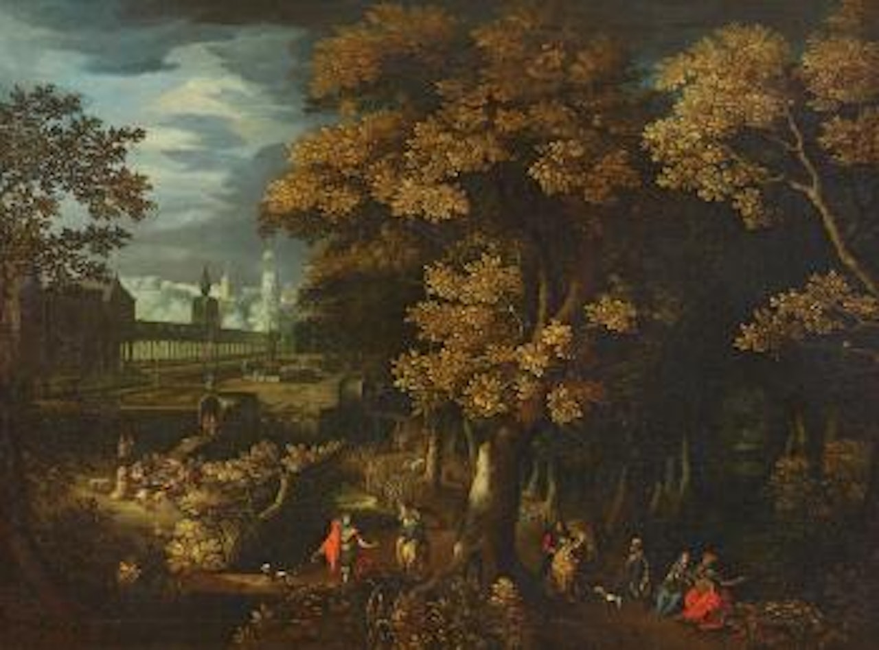 A Park Landscape with Courtly Figures by Flemish School
