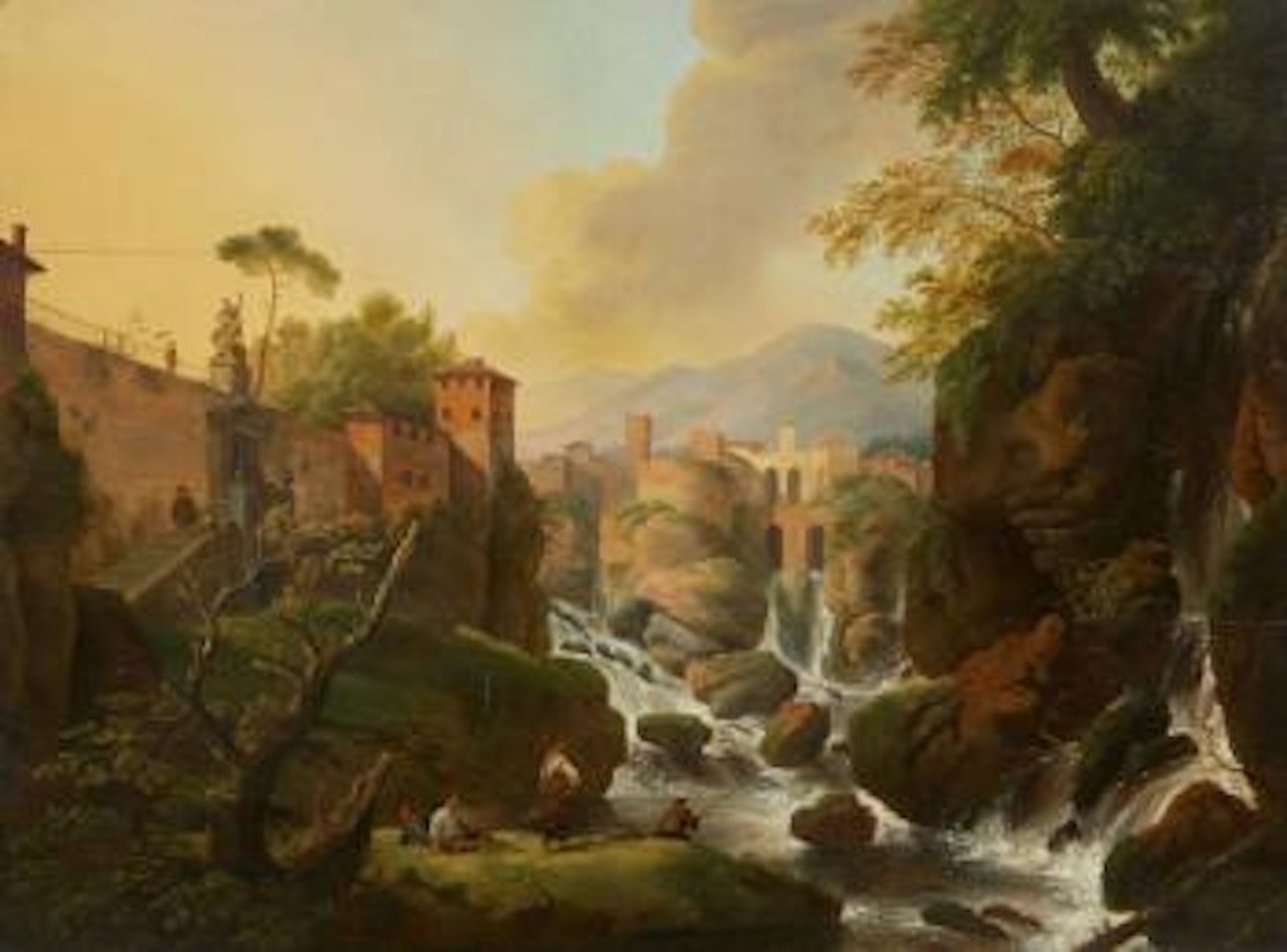 View of the Isola del Liri (Isola di Sora) with Waterfall by German School