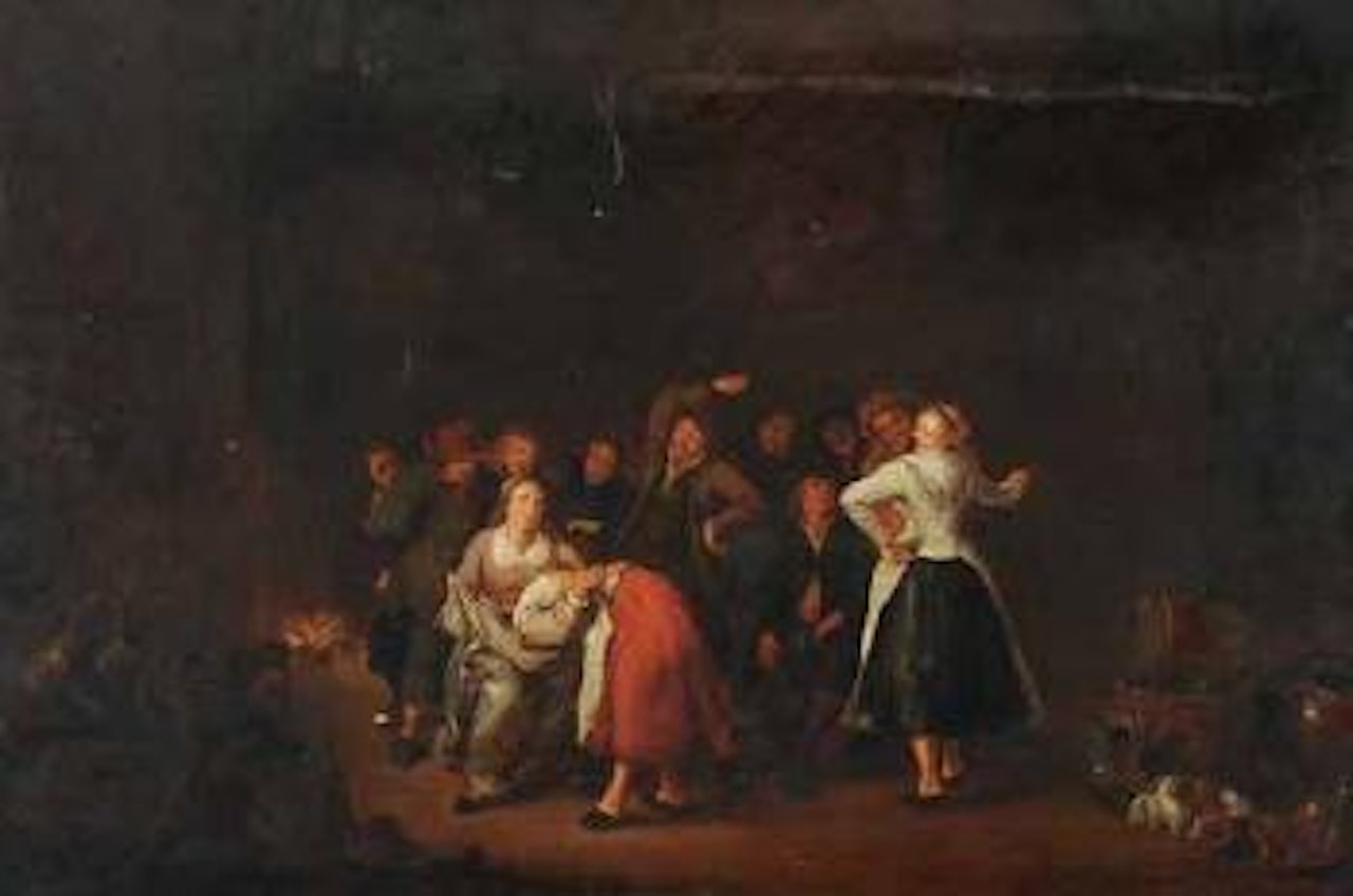 Spielende Gesellschaft in einem Interieur by Jan Miense Molenaer