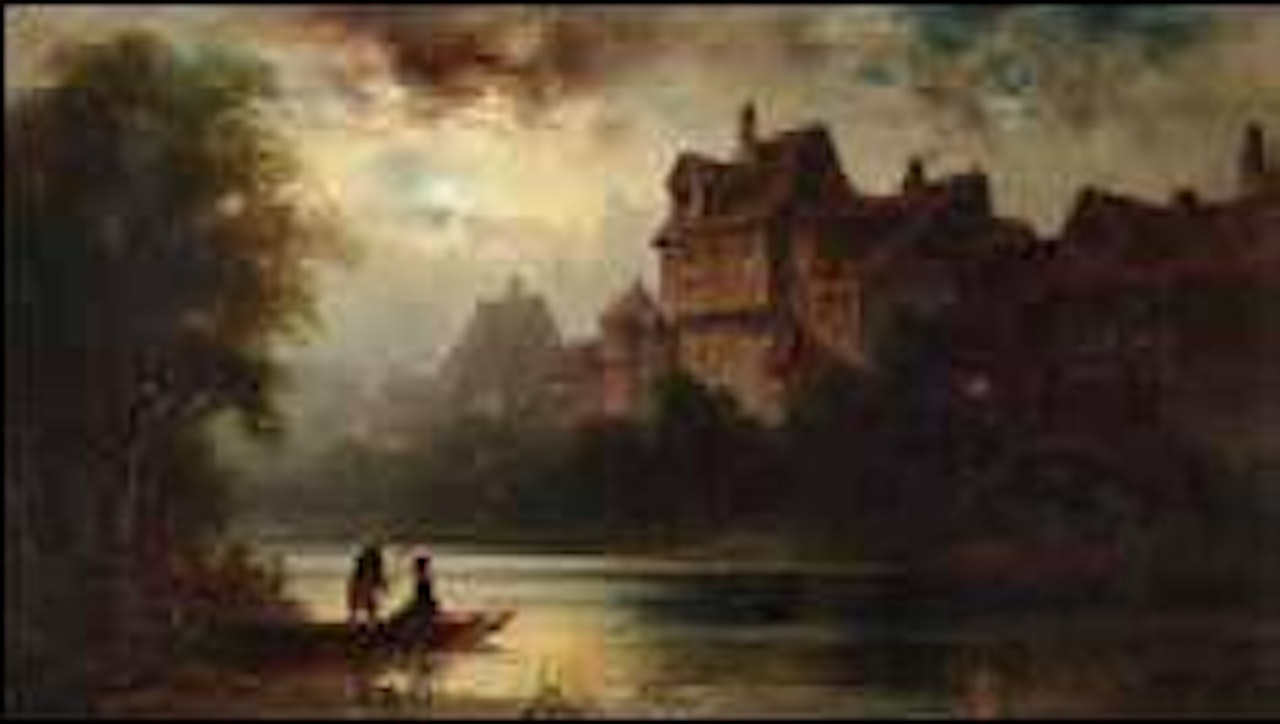 Nächtliche Überfahrt auf der Pegnitz in Nürnberg by Anton Doll