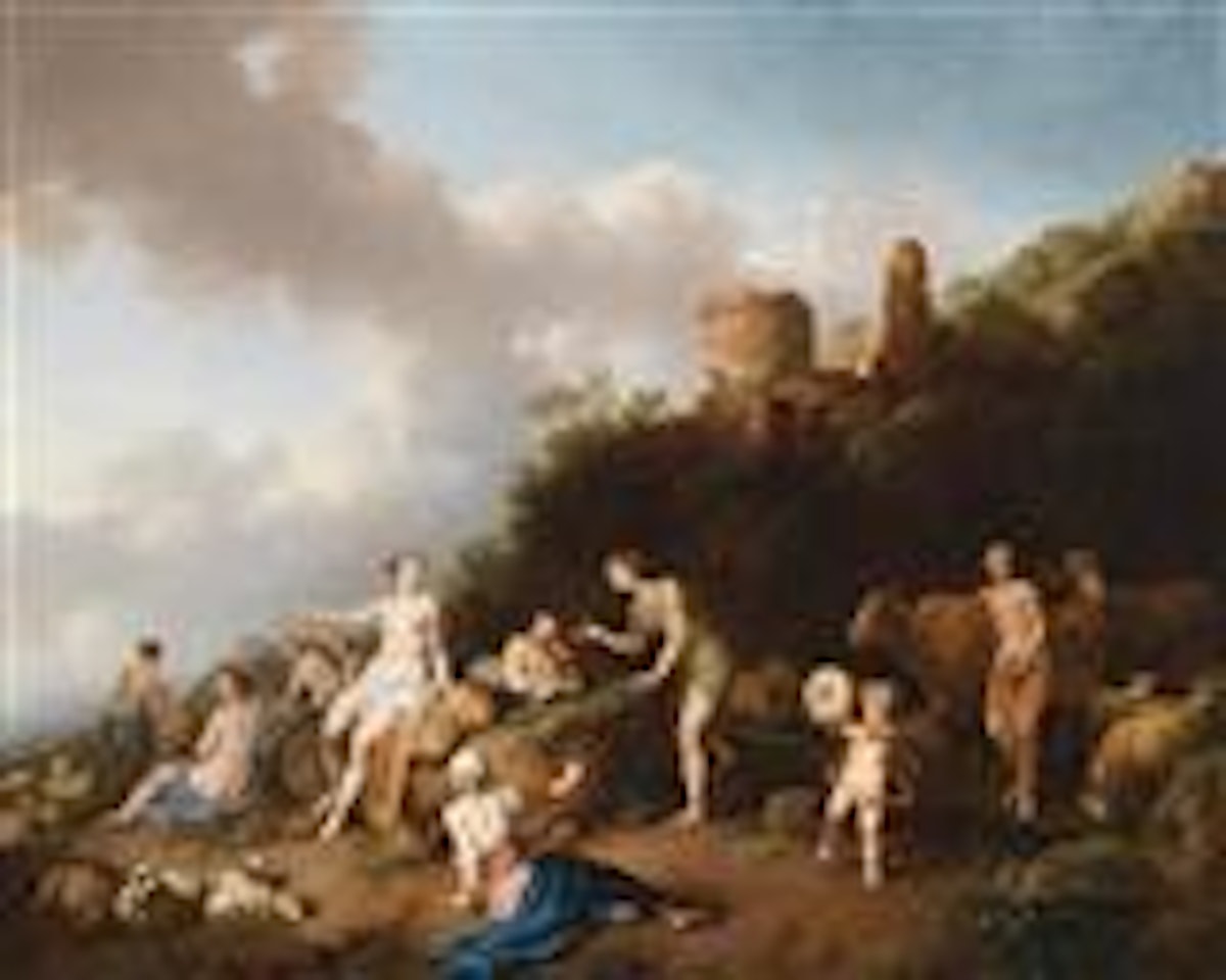 A pastoral landscape with Diana and her nymphs by Christian Wilhelm Ernst Dietrich