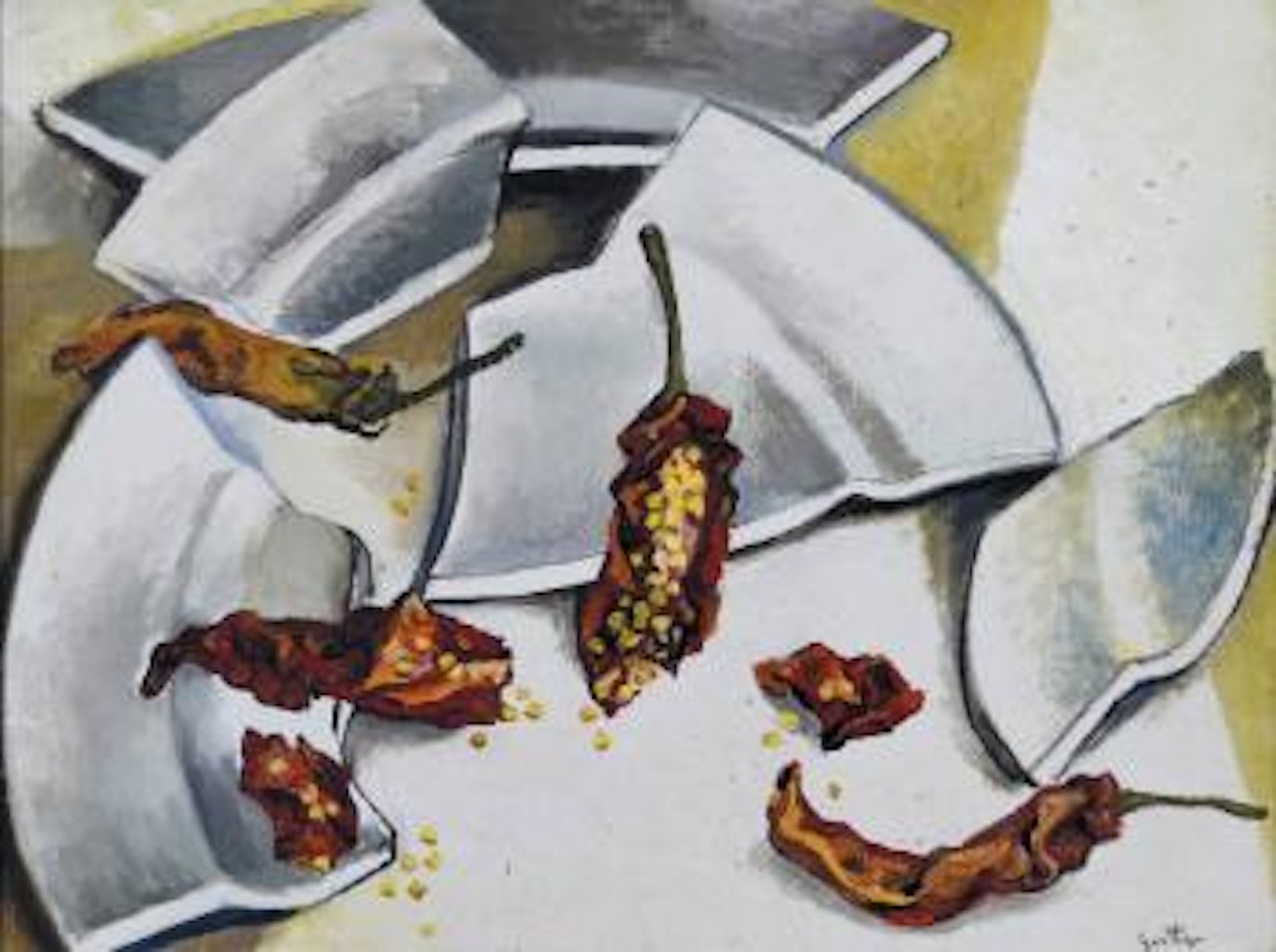 Peperoncini e piatto rotto by Renato Guttuso