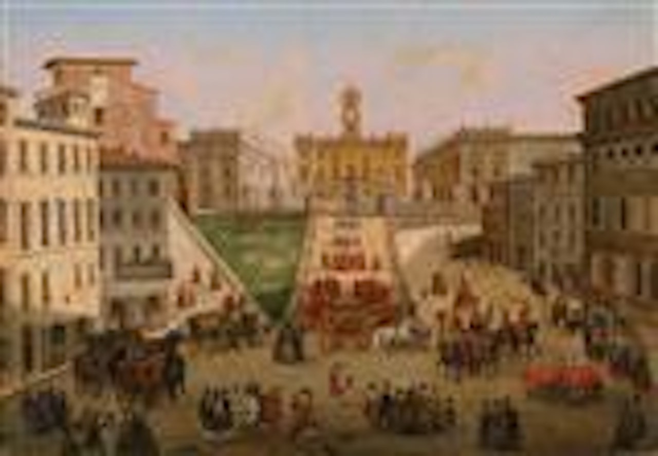 A ceremonial feast outside the Capitol in Rome by Roman School