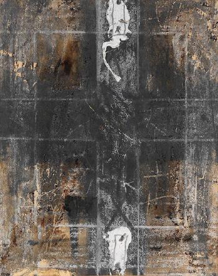 Paper with two marks by Antoni Tapies