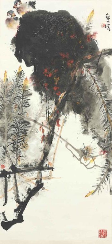 Birds and rock by Zheng Naiguang