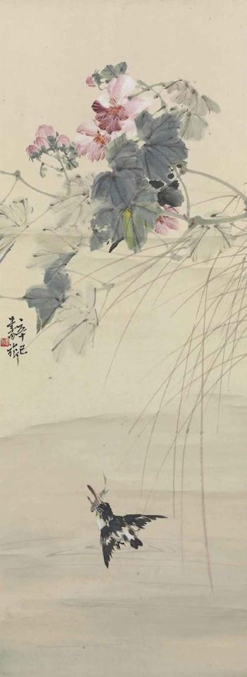 Flowers and bird by Zhang Shuqi