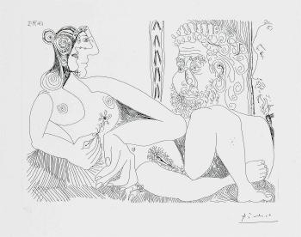 Femme Aux Fleurs Et Portrait De Barbu, Avec Degas De Profil, From: SÃ©ries 156 by Pablo Picasso