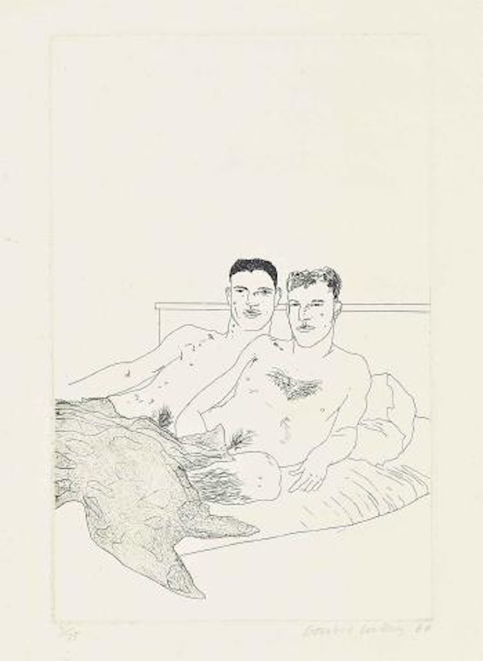The Beginning, Plate 9, From: Illustrations For Fourteen Poems By C. P. Cavafy by David Hockney