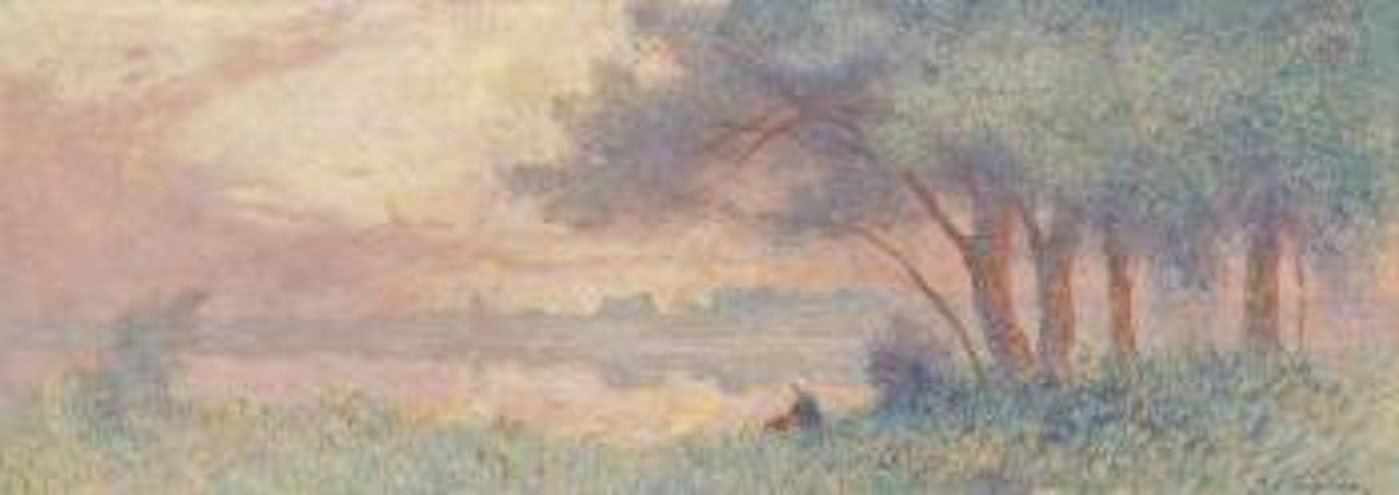 Twilight at the lakeside, La Brière by Ferdinand du Puigaudeau