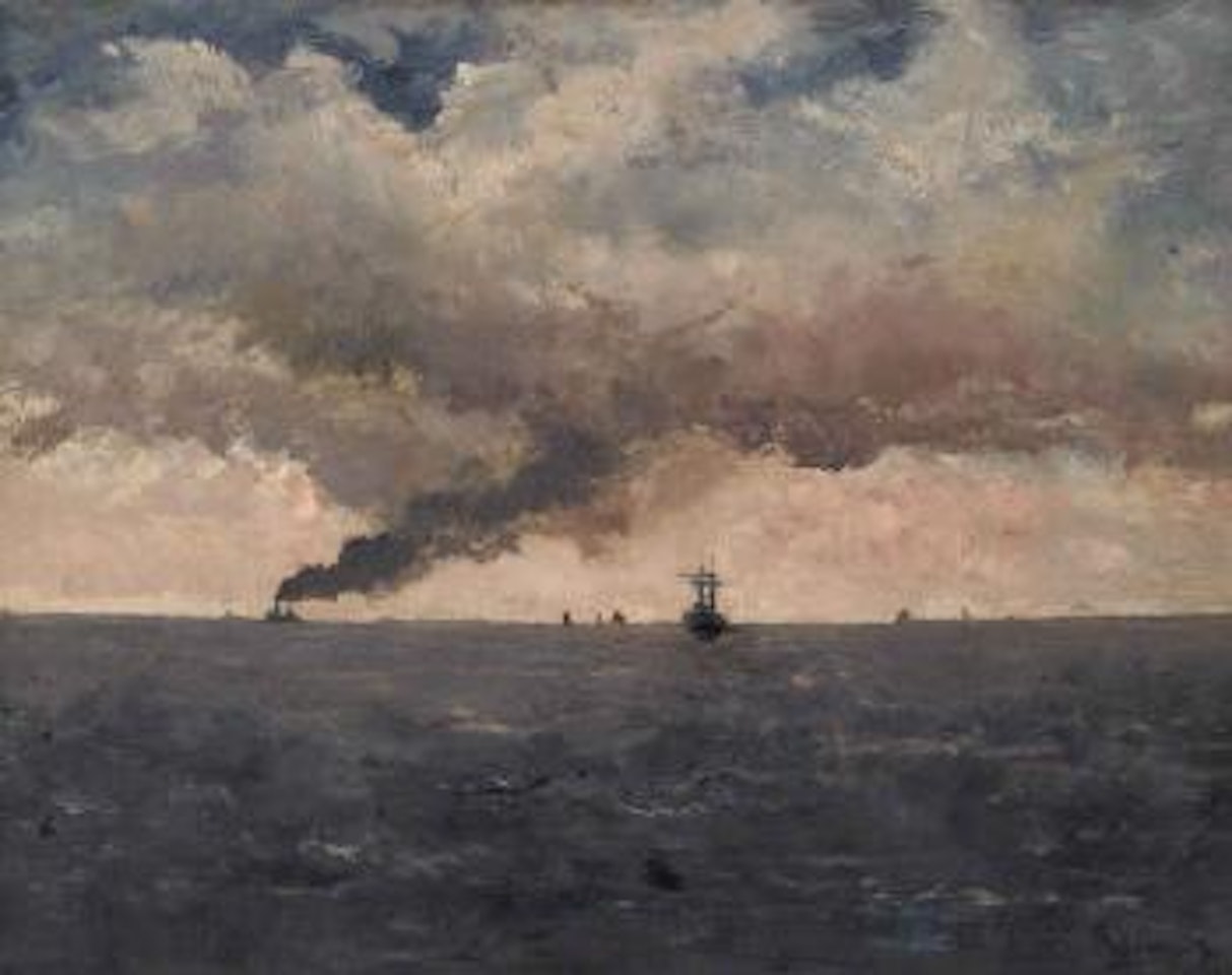 Steamboats at sea by Alfred Stevens