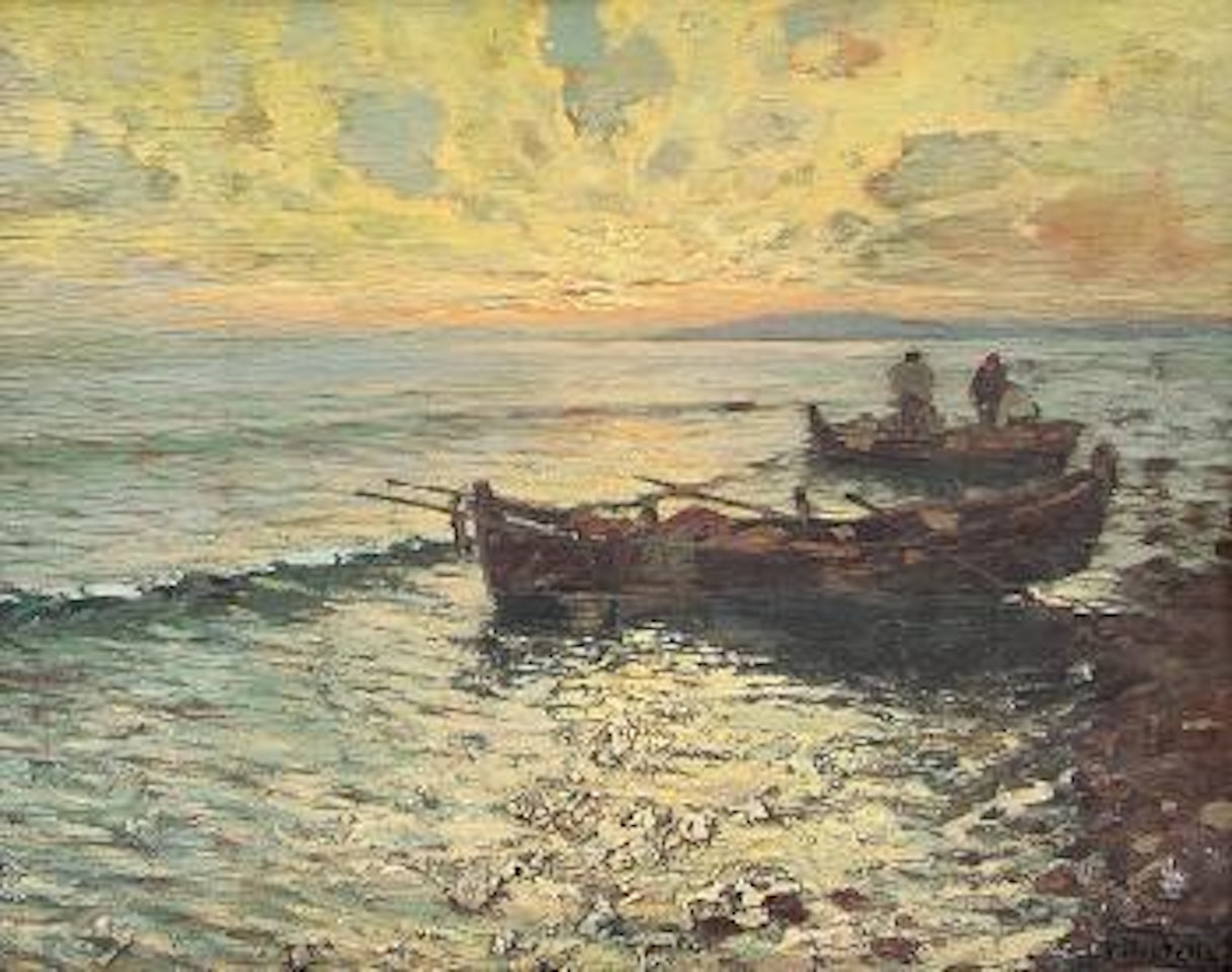 Pescatori al tramonto by Fausto Pratella