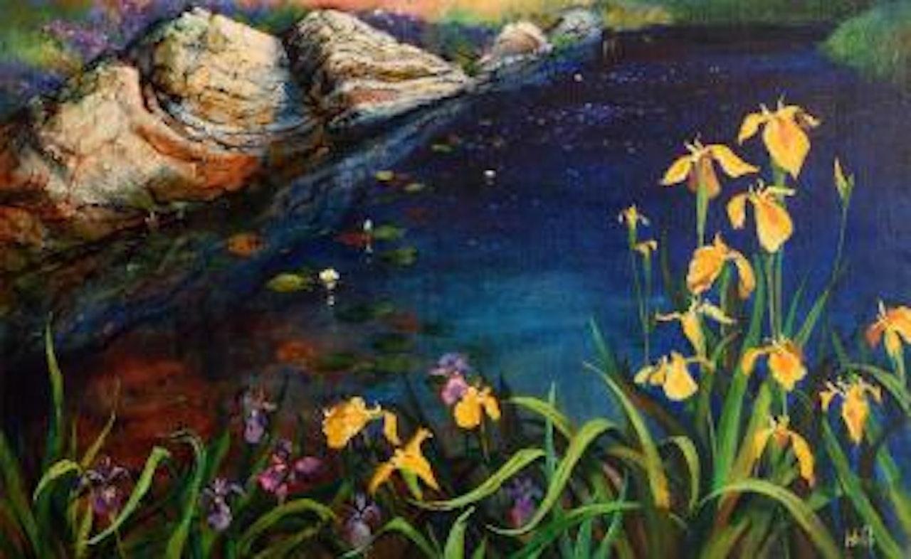 Iris and pond, Ballinaboy by Kenneth Webb