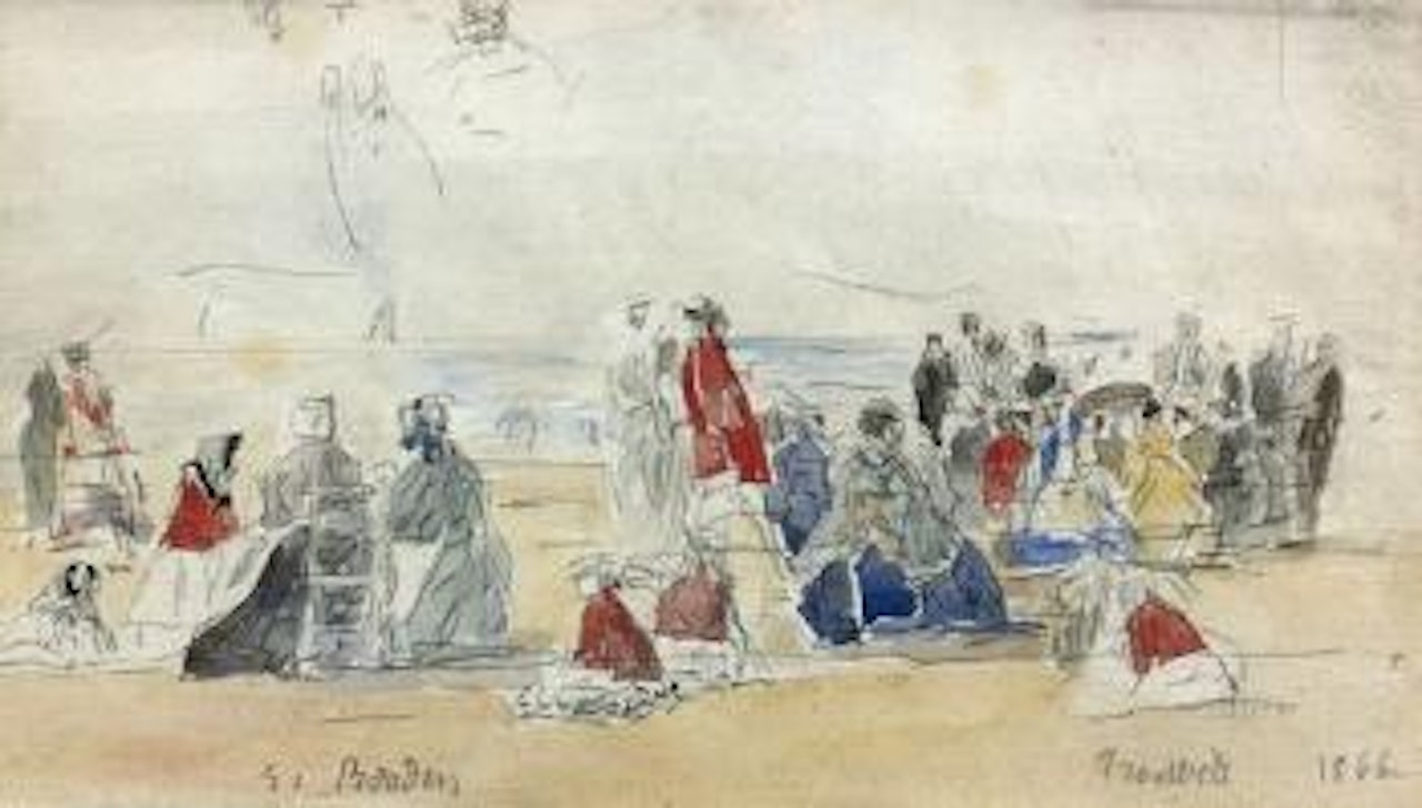 Scène de plage à Trouville by Eugène Boudin