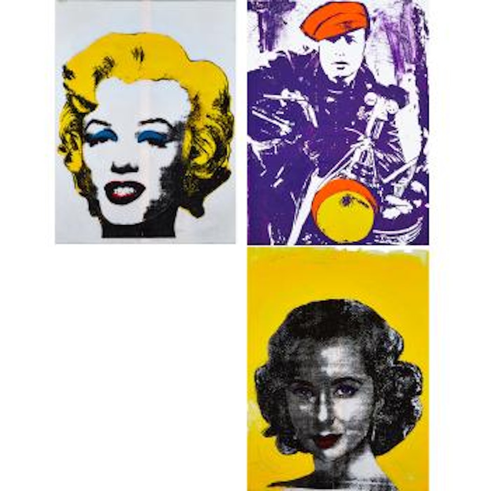 Three Variations of andy Warhol's Iconic Images: Marilyn Monroe; Marlon Brando; Elizabeth Taylor by Andy Warhol