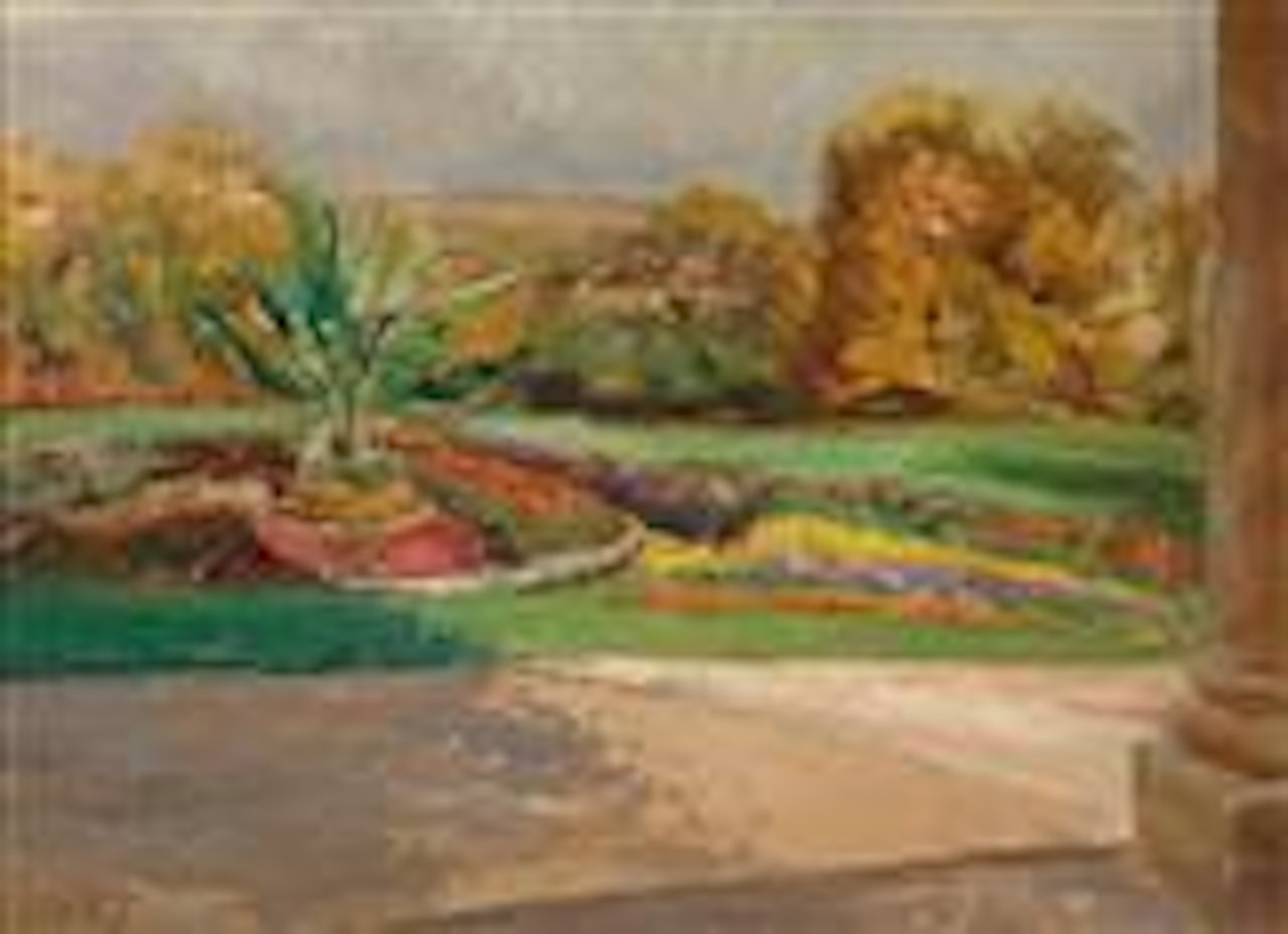 Park Landscape with Flowerbeds by Olga Wisinger-Florian