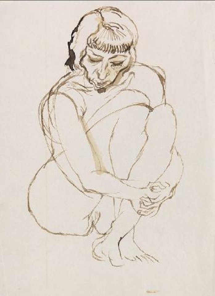 Hockender Akt by George Grosz