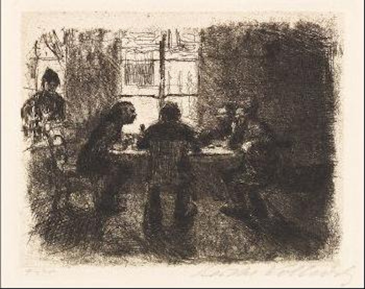 Vier Männer in der Kneipe by Kathe Kollwitz