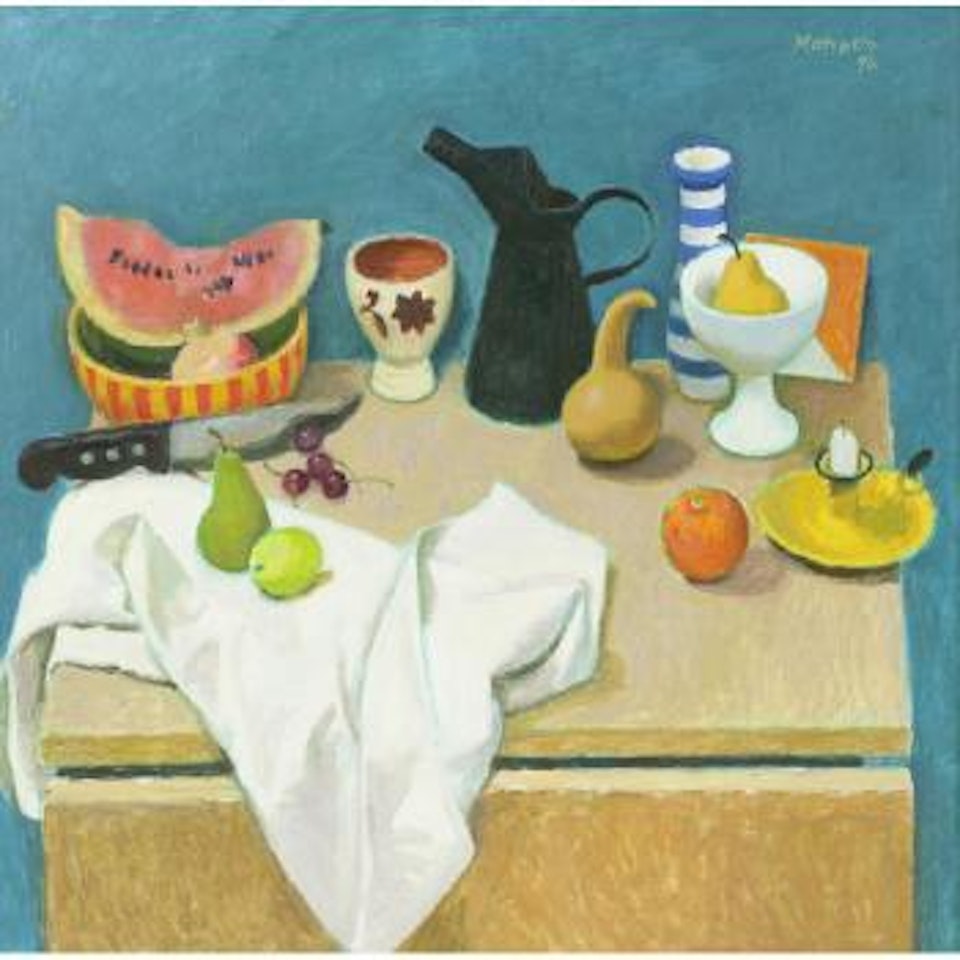 Still life with black jug by Alberto Morrocco