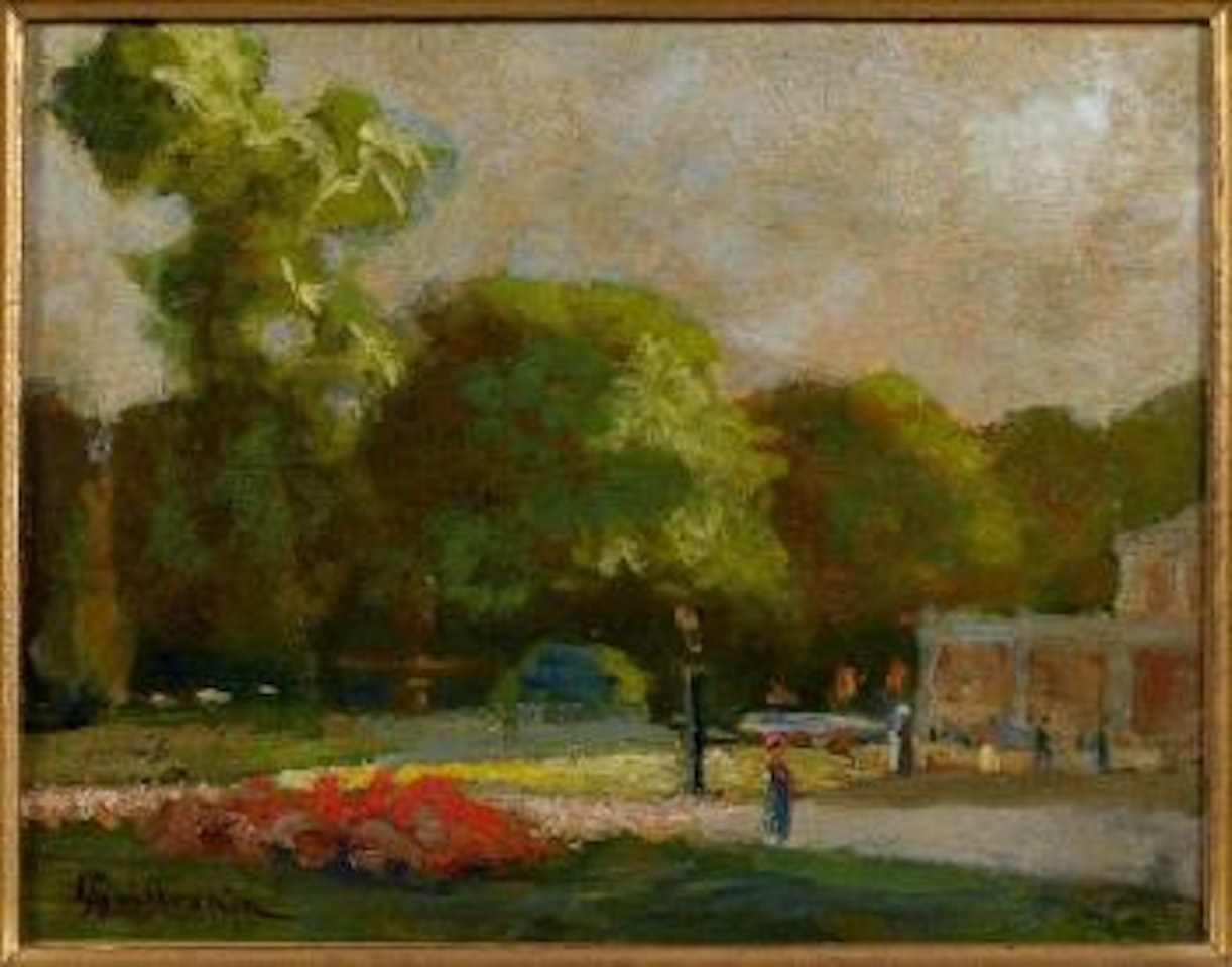 Paysage d'Île de France ou La fontaine du cirque, jardin des Champs-Élysées by Armand Guillaumin