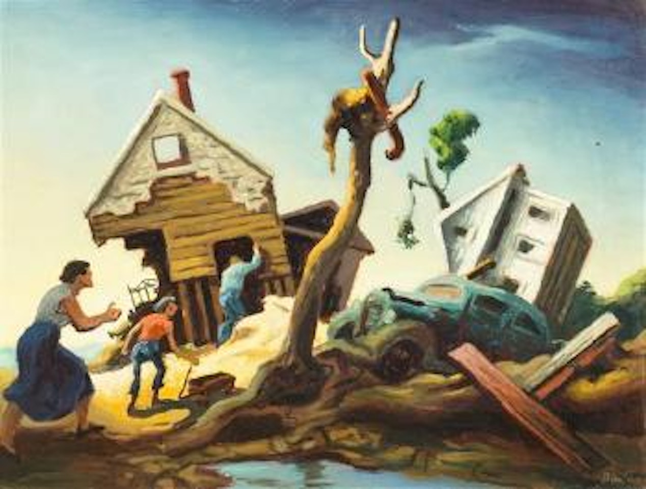 Study for flood disaster (Homecoming - Kaw valley) by Thomas Hart Benton