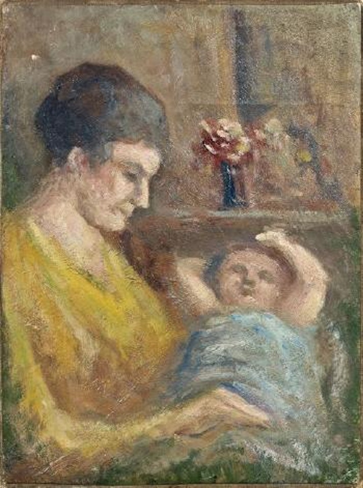 Madame Luce et son bébé. Estuaire breton. Bord de rivière by Maximilien Luce