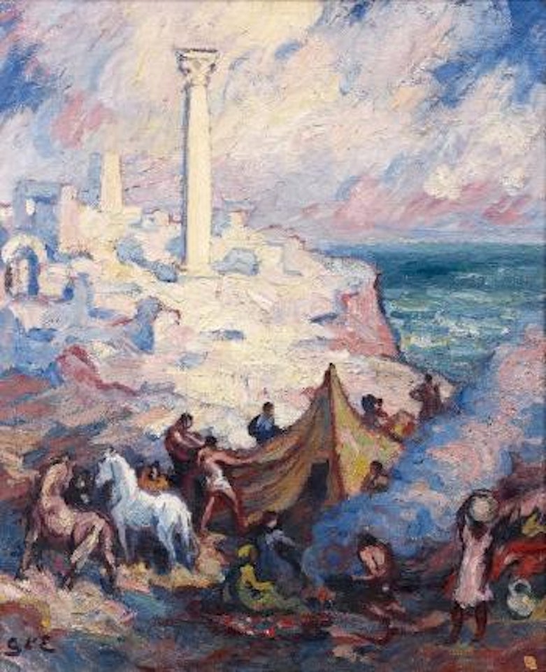 Campement dans les ruines romaines by Georges d’Espagnat