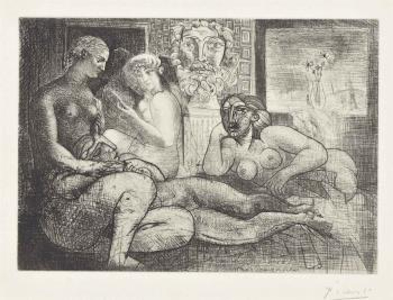 Quatre Femmes Nues Et TÃªte SculptÃ©e, From La Suite Vollard by Pablo Picasso