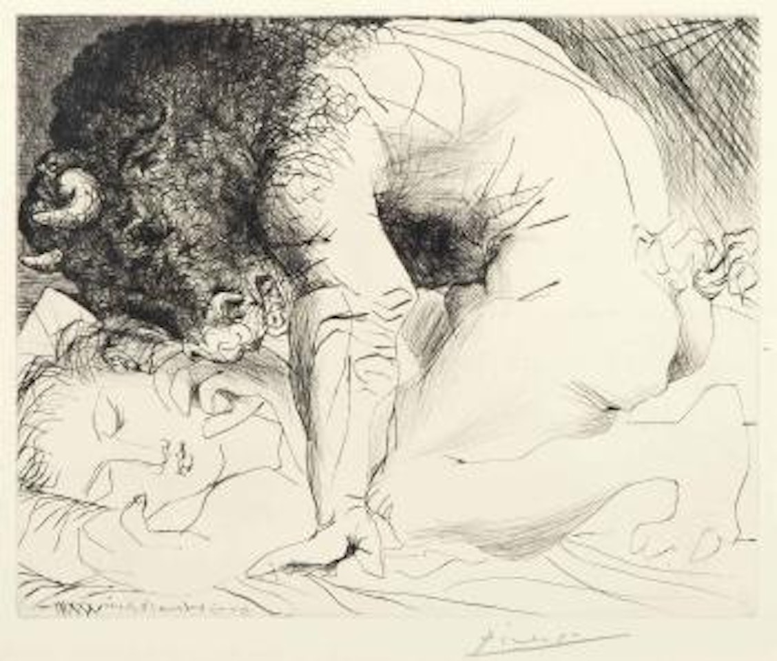 Minotaure caressant une Dormeuse, from La Suite Vollard by Pablo Picasso