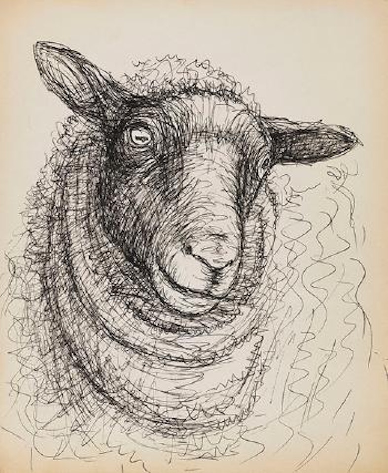 Ohne Titel (Kopf eines Schafes) by Henry Moore