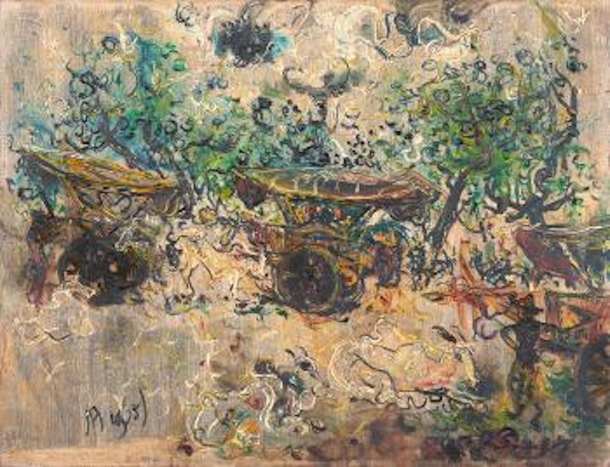 Oxen Carts by Affandi