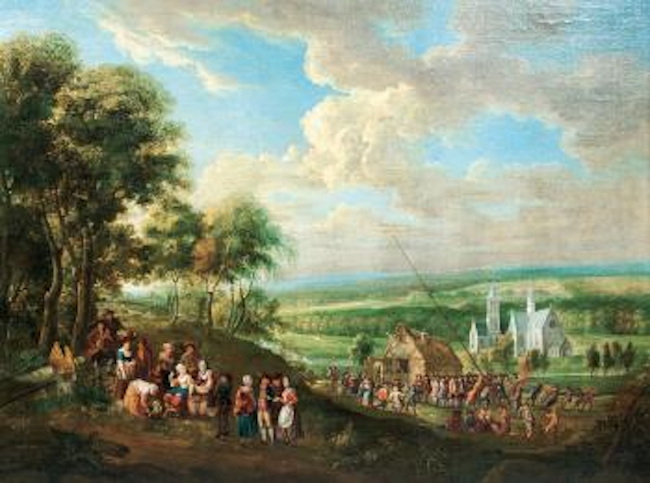 Celebration with Erection of a Maypole by Flemish School