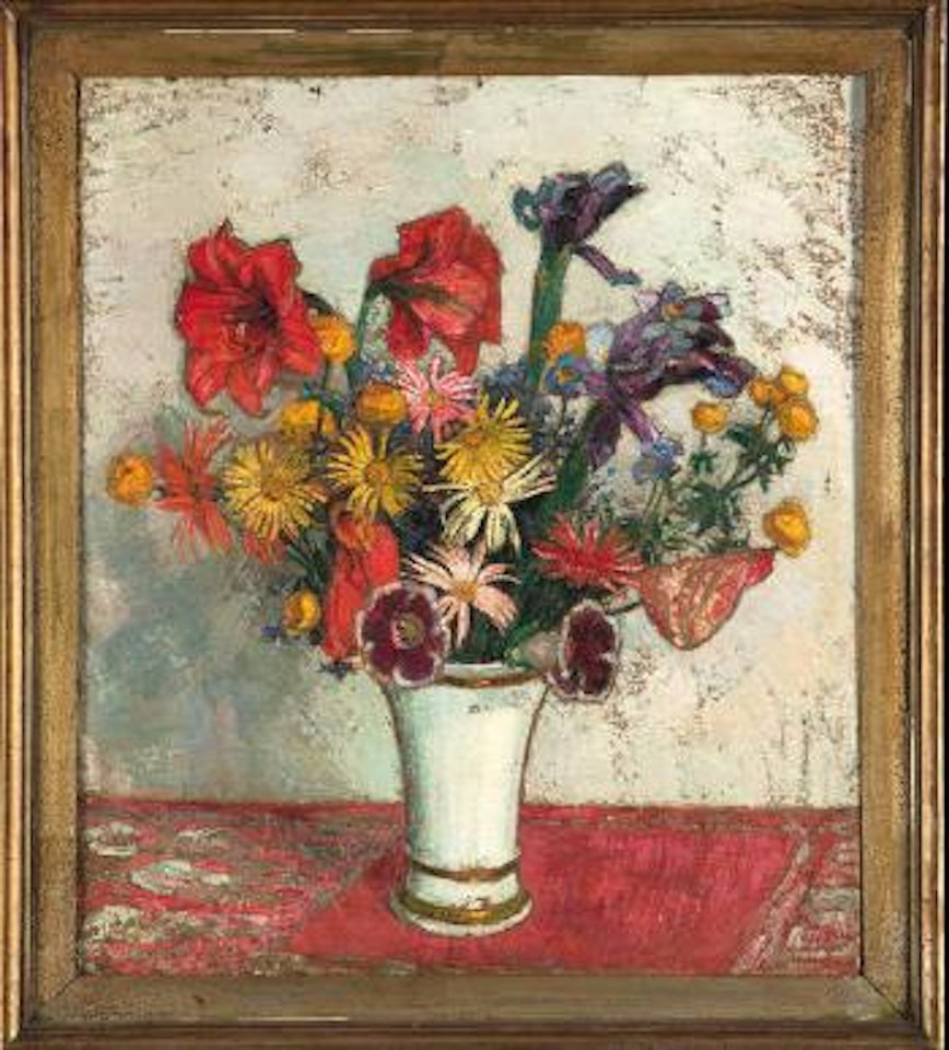 Vase de fleurs sur une table by Leon de Smet
