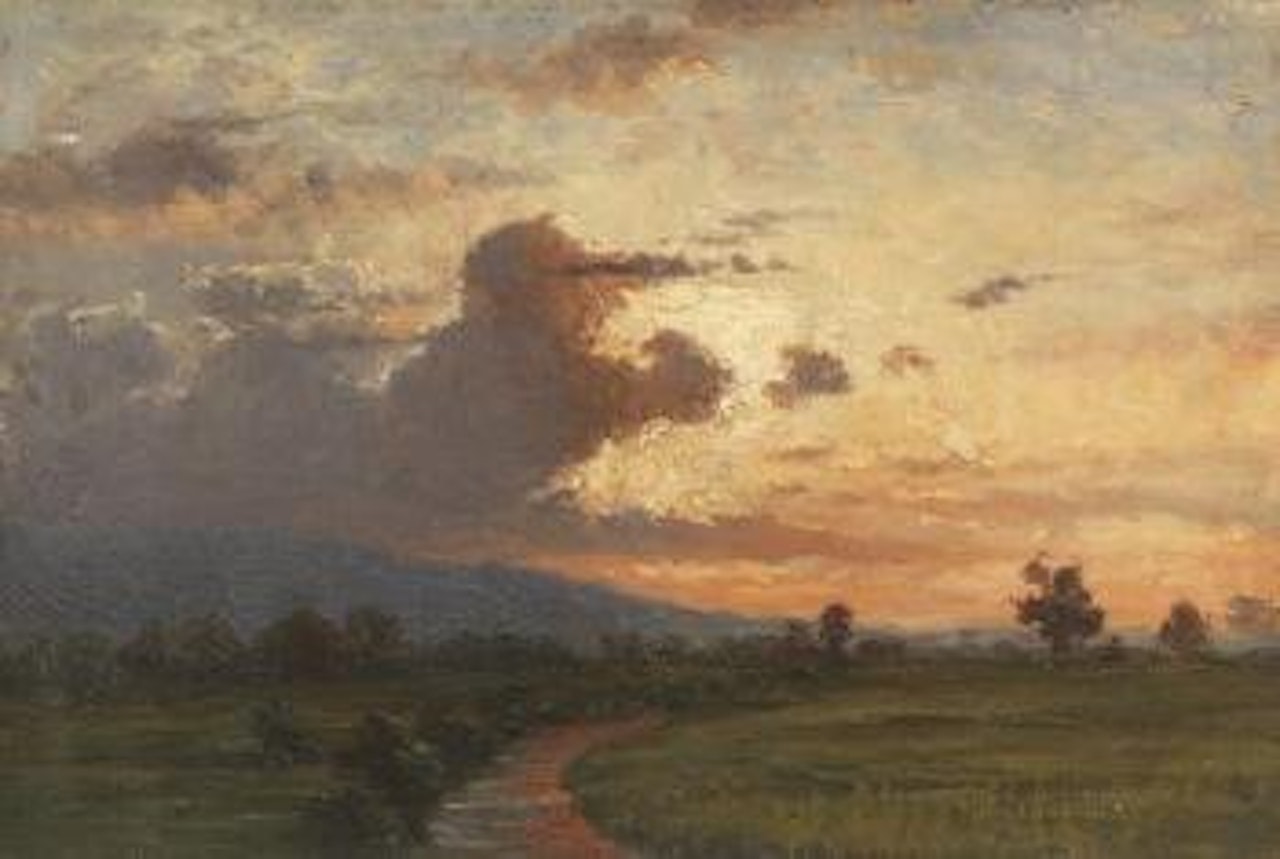 Abendhimmel über hügeliger Landschaft by Johan Christian Clausen Dahl