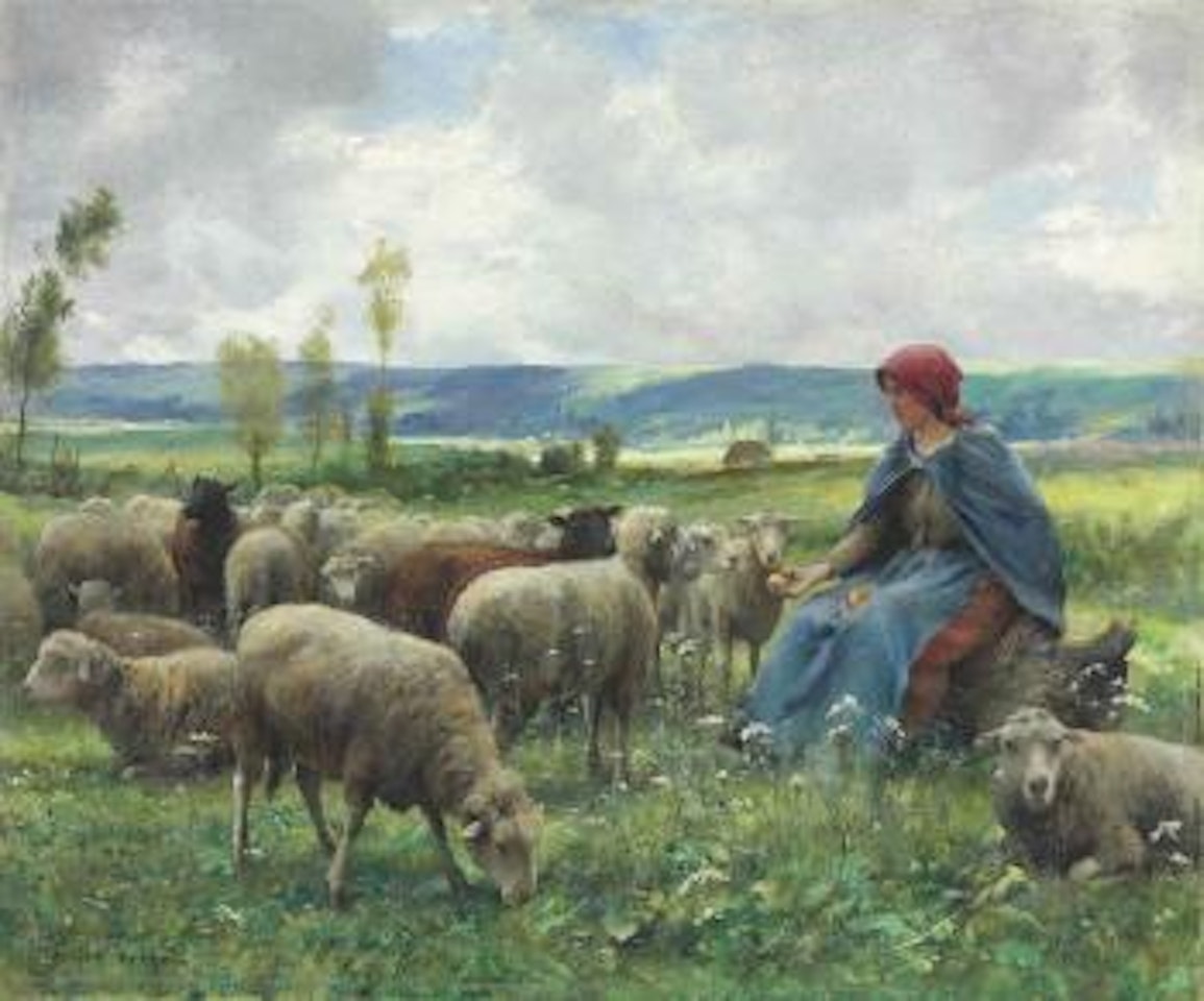 Shepherdess and Sheep by Julien Dupré