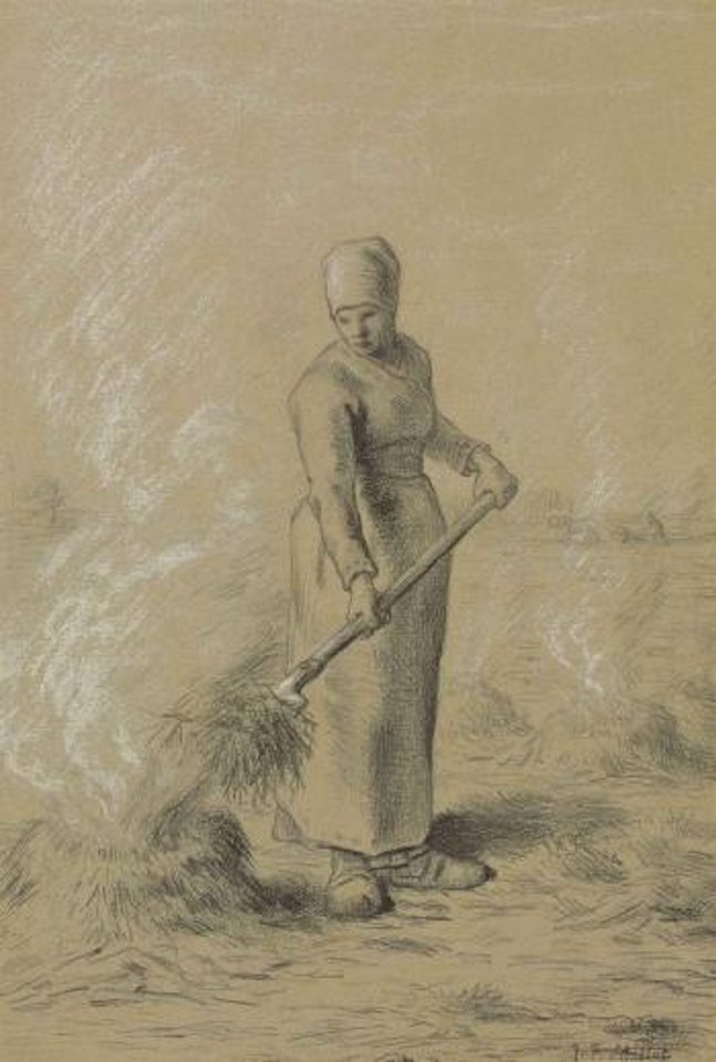 Femme/Paysanne brulant des herbes by Jean-François Millet