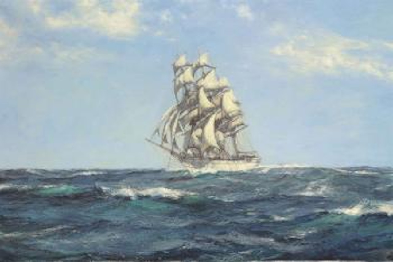 Fair sails on a Rolling Sea by Montague Dawson