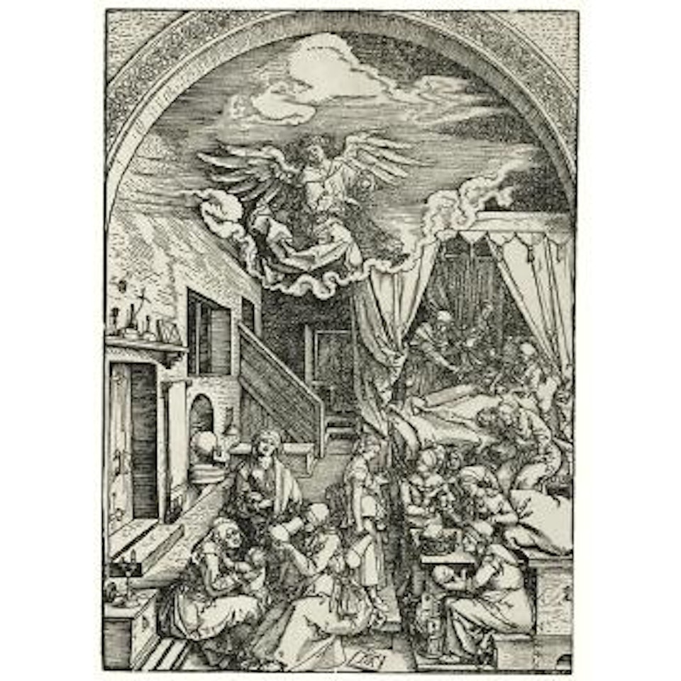 The Birth of the Virgin, from The Life of the Virgin (B. 80; M., Holl. 192) by Albrecht Dürer