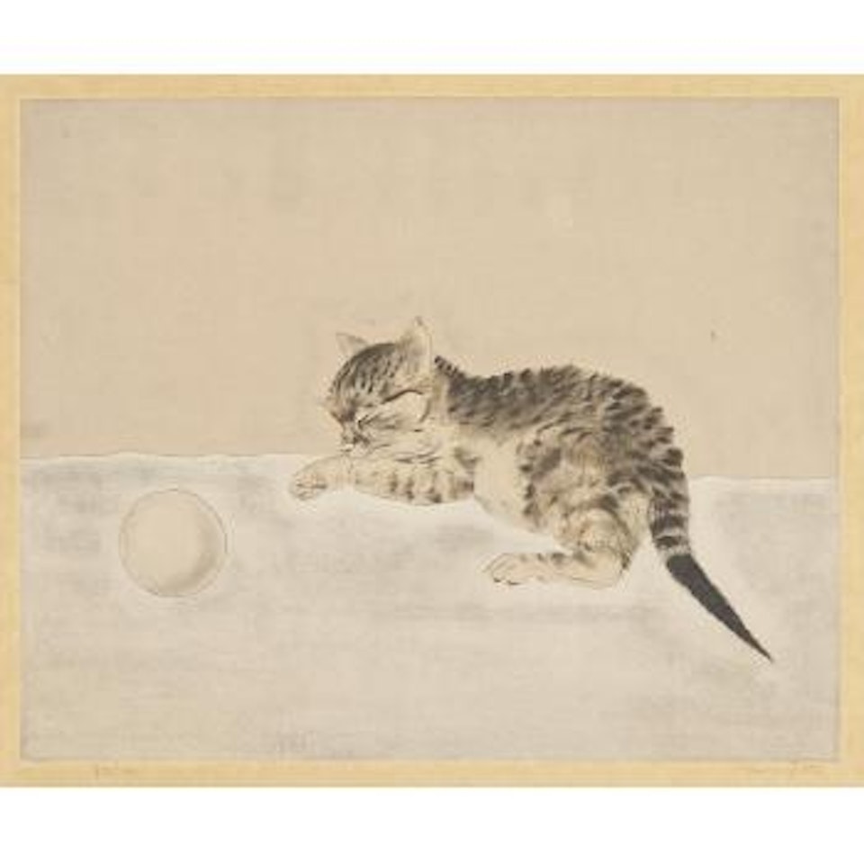 Chaton dormant près dune balle, from Les Chats (B. 29.08) by Leonard Tsuguharu Foujita