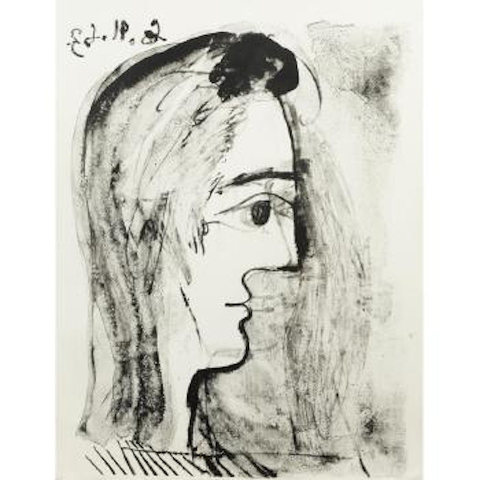 Head of Young Woman in Profile Looking to the Right (not in Bloch; M. 389) by Pablo Picasso