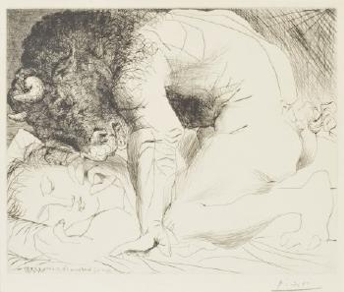 Minotaure Caressant une Dormeuse by Pablo Picasso