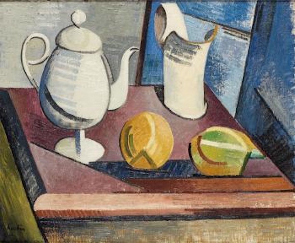 Theiere, Livre et Fruits by Auguste Herbin