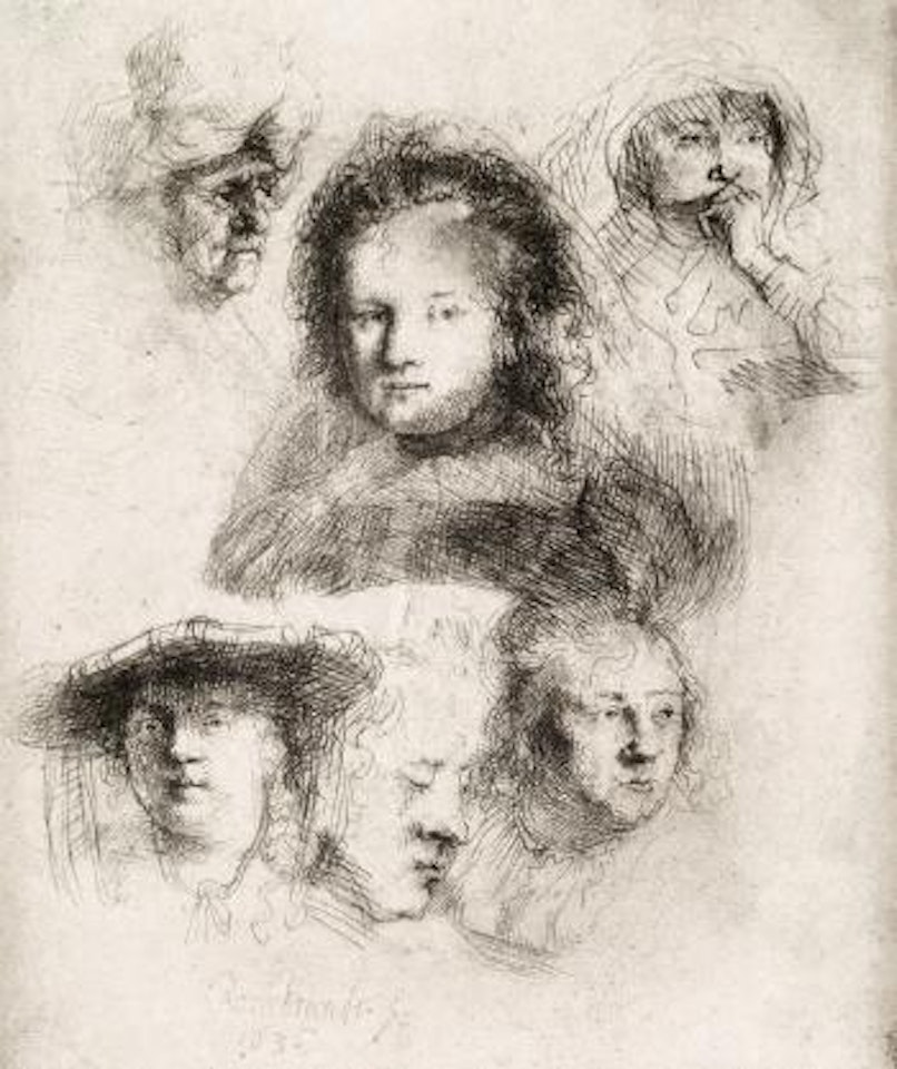 Studies of The Heads of Saskia and Others by Attributed to Rembrandt Harmensz van Rijn