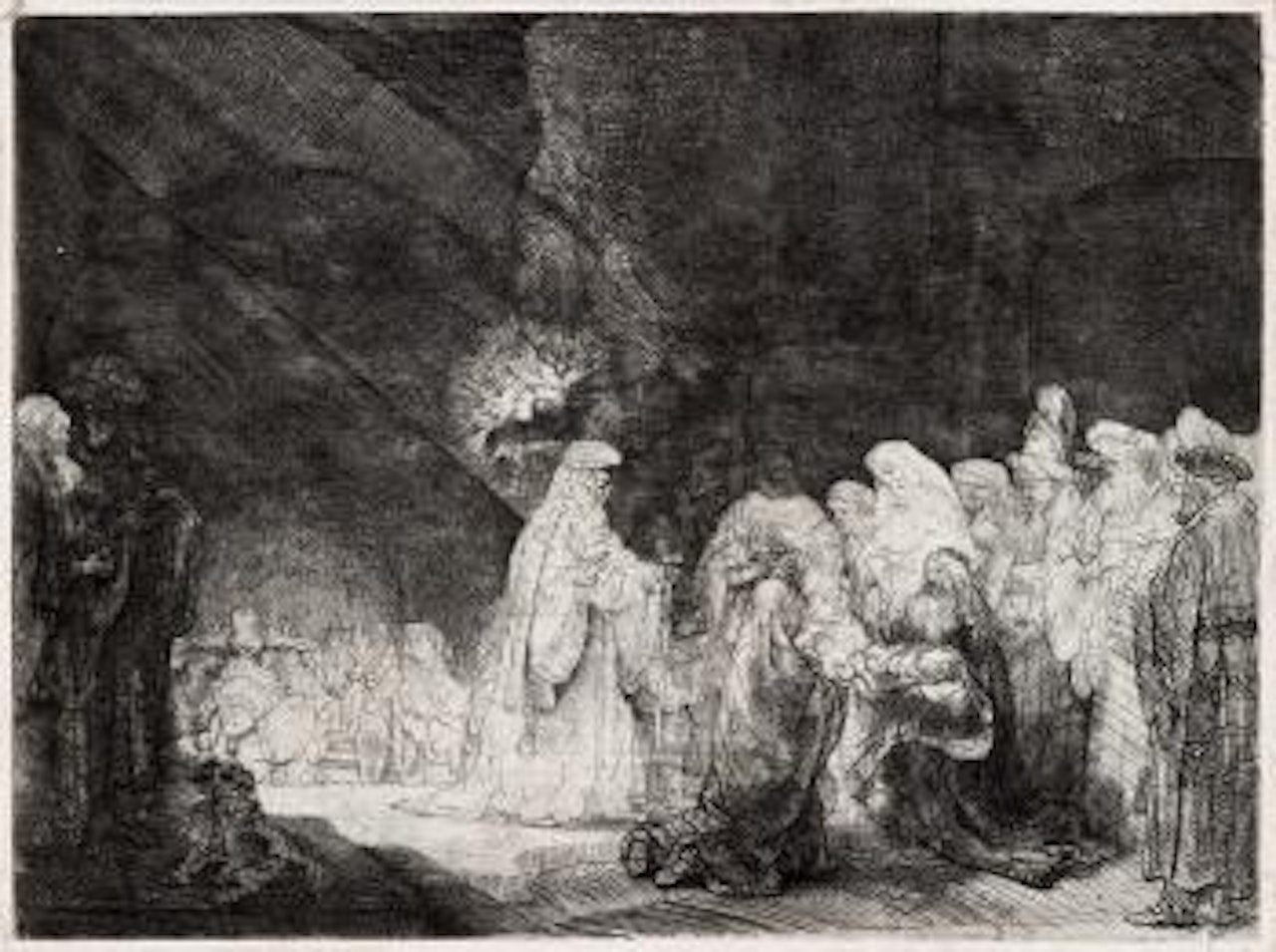 The Presentation in The Temple: Oblong Print by Attributed to Rembrandt Harmensz van Rijn