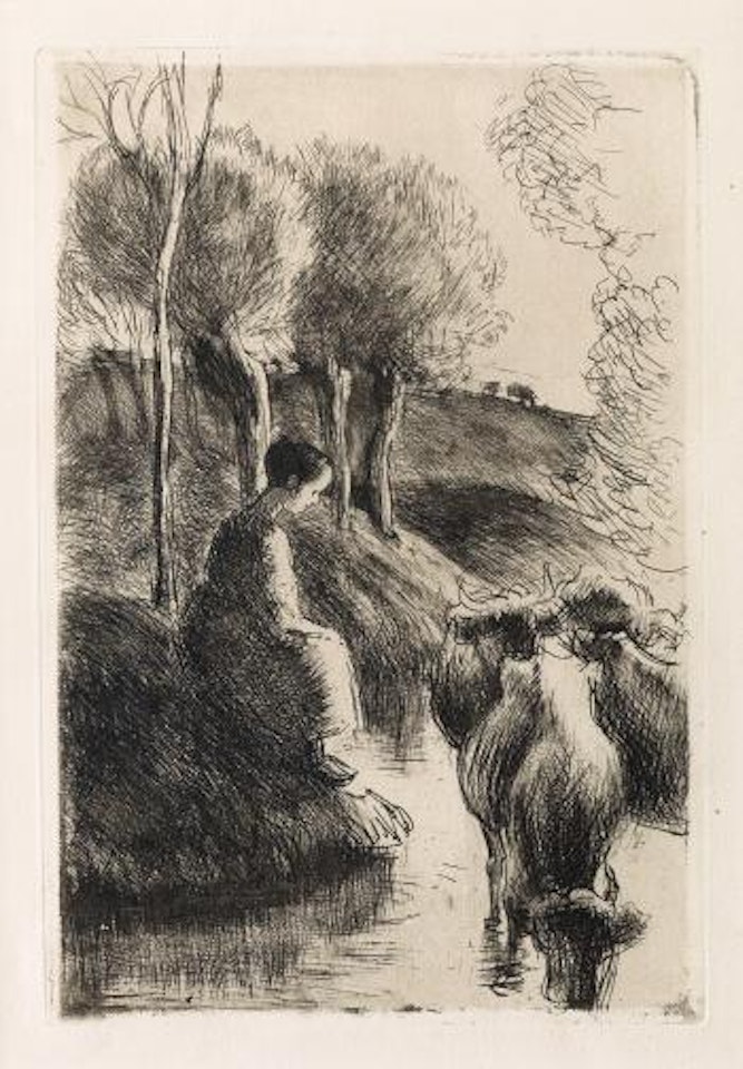 Vachère Au Bord De L'eau by Camille Pissarro